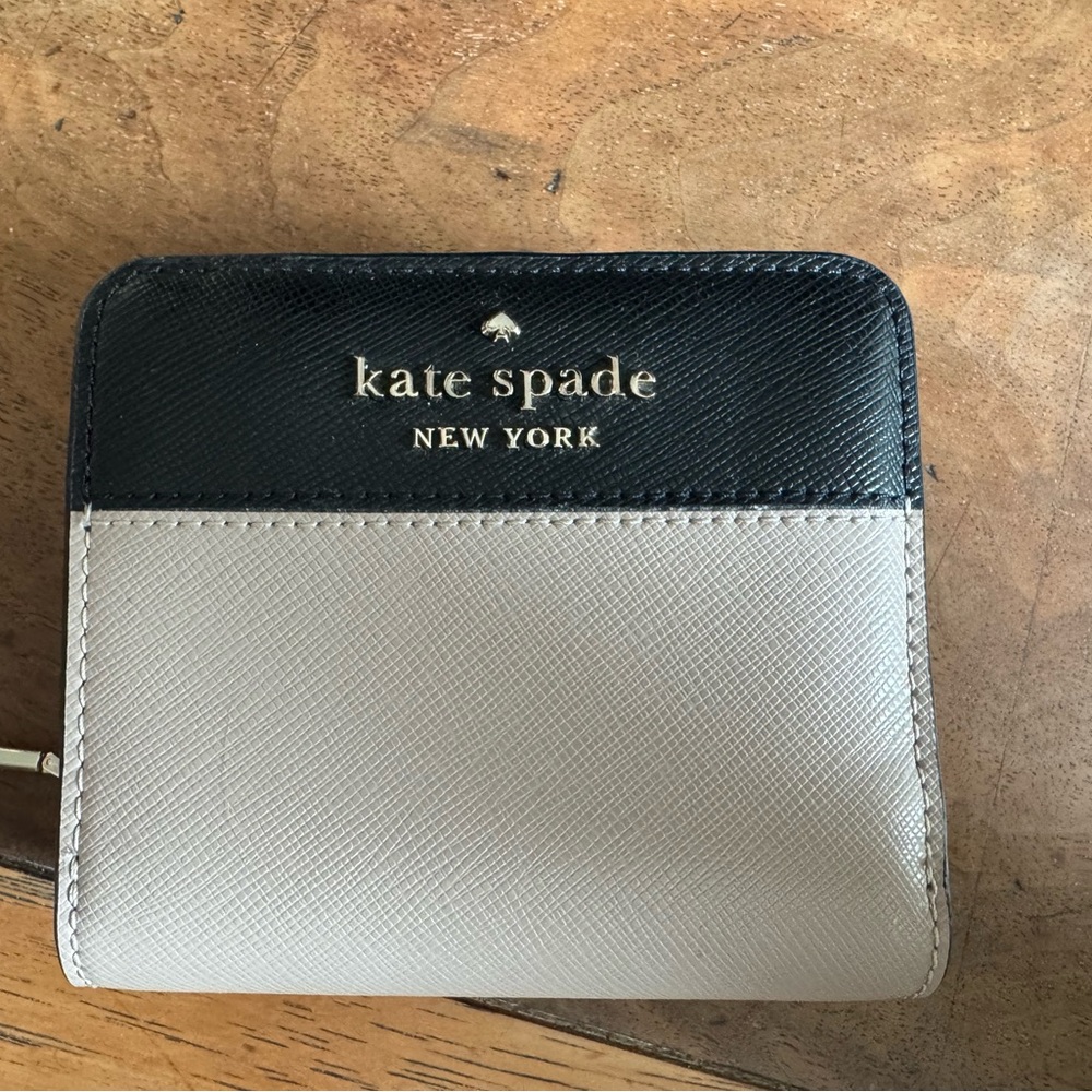 Kate Spade Black and Cream Women's Wallet